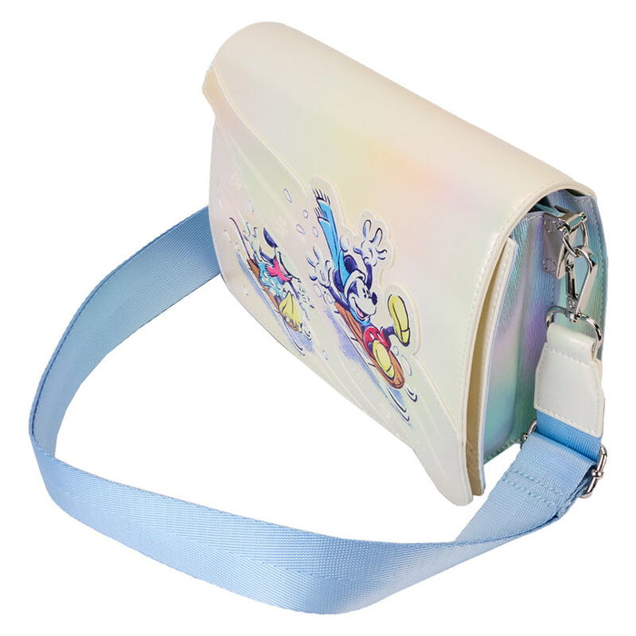 Loungefly Sac bandoulière Disney Winter Wonderland Mickey and Friends - 23.75 cm, cuir vegan, fermeture magnétique, bandoulière amovible