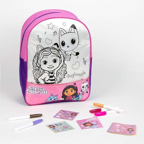 Cerdá Set DIY Sac à Dos Maison de Poupée Gabby 30 x 38 x 14 cm Rose - À Partir de 3 Ans