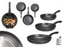 Kinvara Set de 3 poêles en aluminium noir 20/24/28 cm avec revêtement antiadhésif, compatibles induction (Set de 6)
