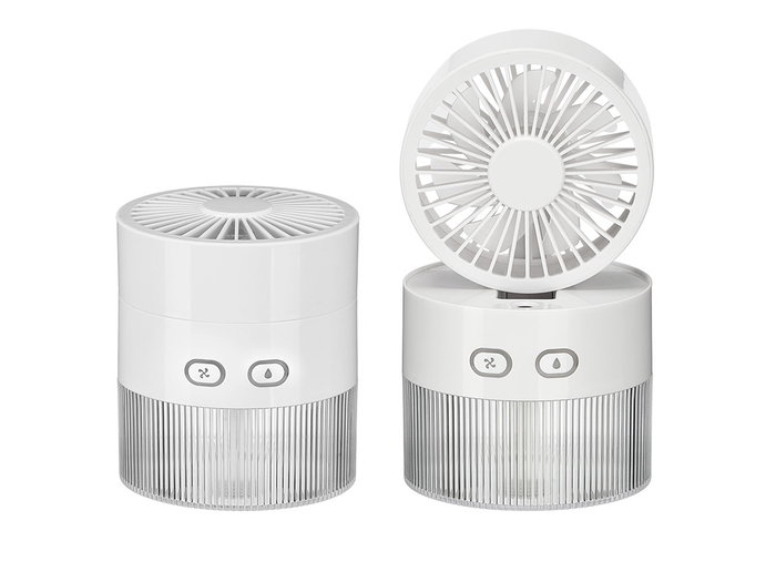 Argon Ventilateur de Table Humidificateur 11x11x20.5 cm Plastique ABS Blanc 350 ml USB-C 3 Vitesses Brume Lumière (Set de 12)