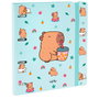 LOVELY STORY Classeur 4 anneaux couverture rigide thème Bubble Tea et Capybara 28x32x3.8cm avec 4 intercalaires et pochette PVC