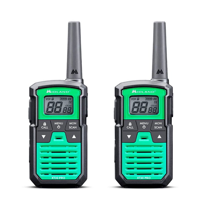 Midland XT-30 Pro C1463 Walkie-Talkies PMR446 16 Canaux, Portée 6 km, Autonomie 5h, VOX, Vert Midland XT-30 Pro C1463 Walkie-Talkies PMR446 16 Canaux, Portée 6 km, Autonomie 5h, VOX, Vert