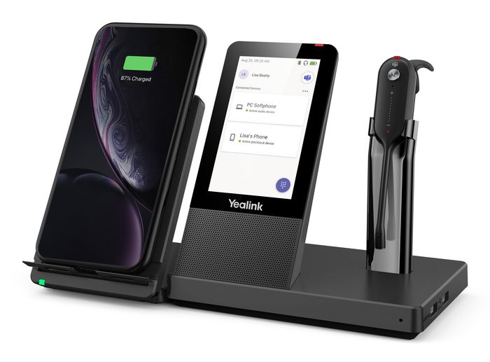 Yealink Station de travail UC avec écran tactile LCD 4" (480 x 800), USB 3.0, Bluetooth 4.2, DECT 120m - Certifié Microsoft Teams