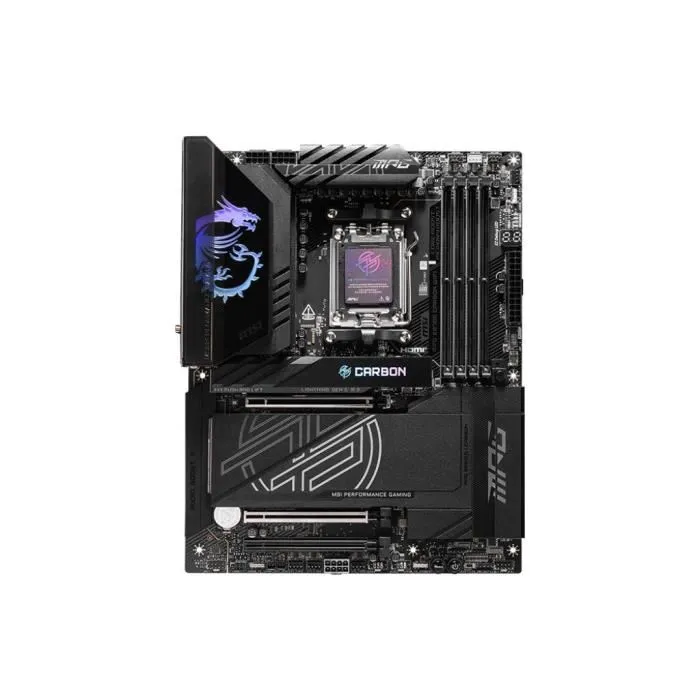 MSI MPG X870E CARBON WiFi Carte mère Gaming, Wi-Fi 7, 5G LAN, USB 40 Gb/s, PCIe supplémentaire, LED RGB Dragon, Socket AM5