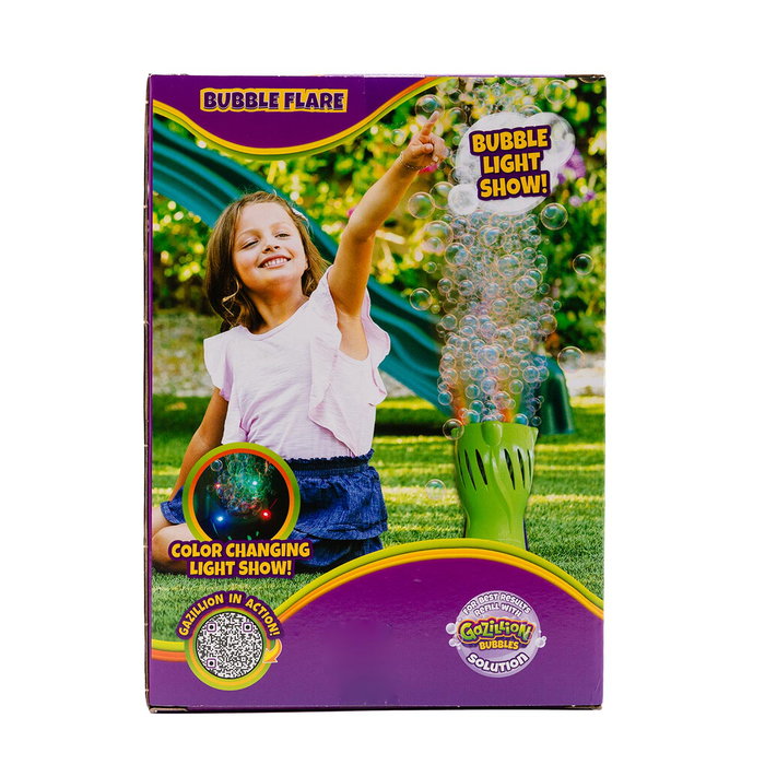 Gazillion Bubble Flare 37645 - Machine à bulles magique avec lumières colorées et sons pyrotechniques, inclut flacon de liquide 118ml, anti-renversement, pour enfants 3 ans et plus