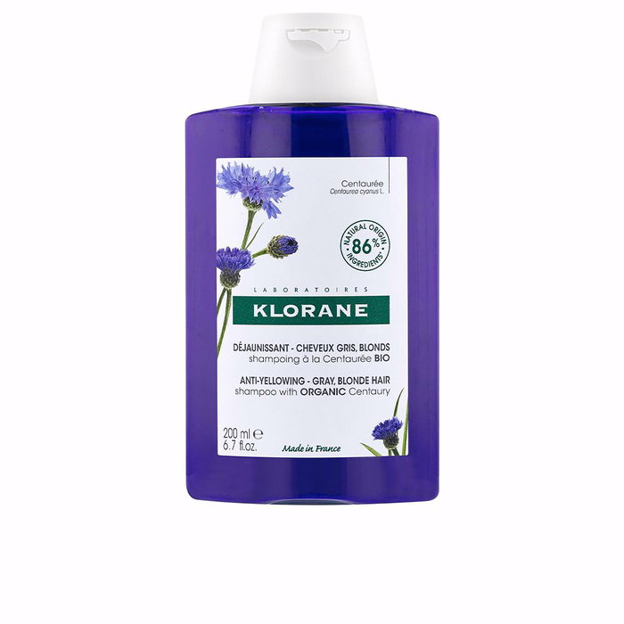 Klorane Shampooing Anti-Jaunissement Centaurée BIO pour Cheveux Gris et Blonds - 200 ml Klorane Shampooing Anti-Jaunissement Centaurée BIO pour Cheveux Gris et Blonds - 200 ml