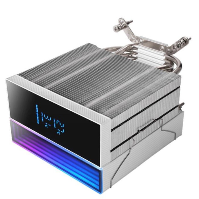 Mars Gaming MCPU-LCD Ventilateur Dissipateur CPU 300W TDP 120mm PWM ARGB Blanc avec écran LCD