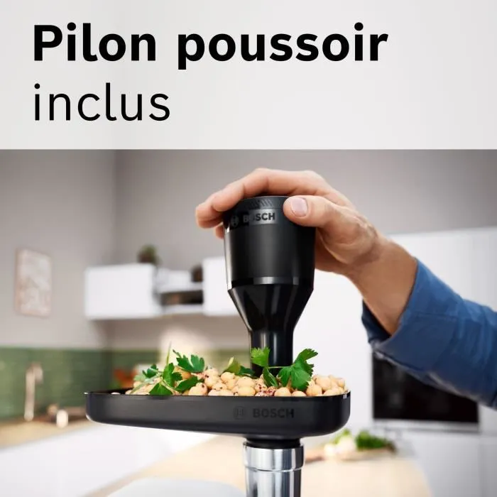 Bosch MFWS420W Hachoir à viande Série 4 - Blanc - 500 W - Moteur bloqué 1900 W - Débit 2,5 kg/min - 2 vitesses - Avec grilles et adaptateur à saucisses