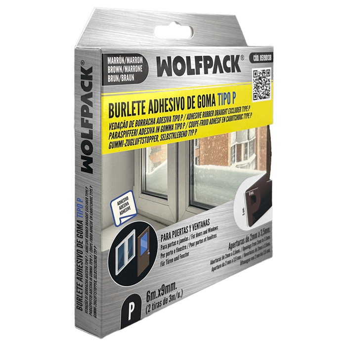WOLFPACK LINEA PROFESIONAL Joint élastique en P 6 m x 9 mm Marron