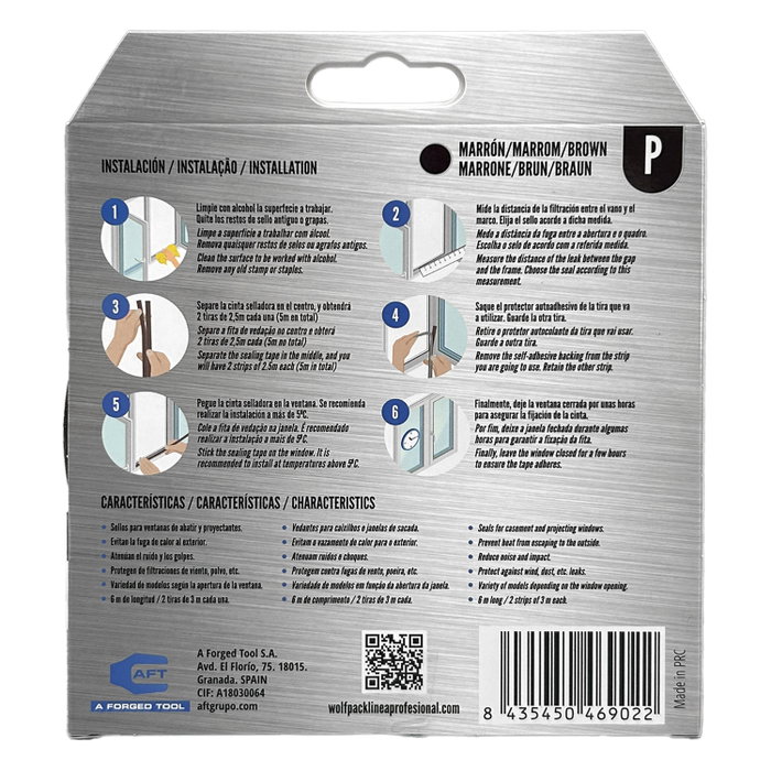 WOLFPACK LINEA PROFESIONAL Joint élastique en P 6 m x 9 mm Marron