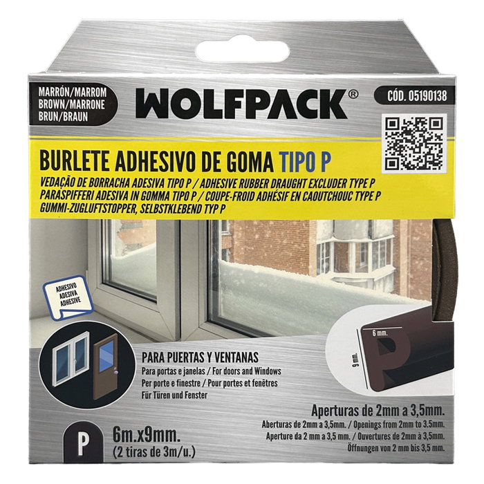 WOLFPACK LINEA PROFESIONAL Joint élastique en P 6 m x 9 mm Marron