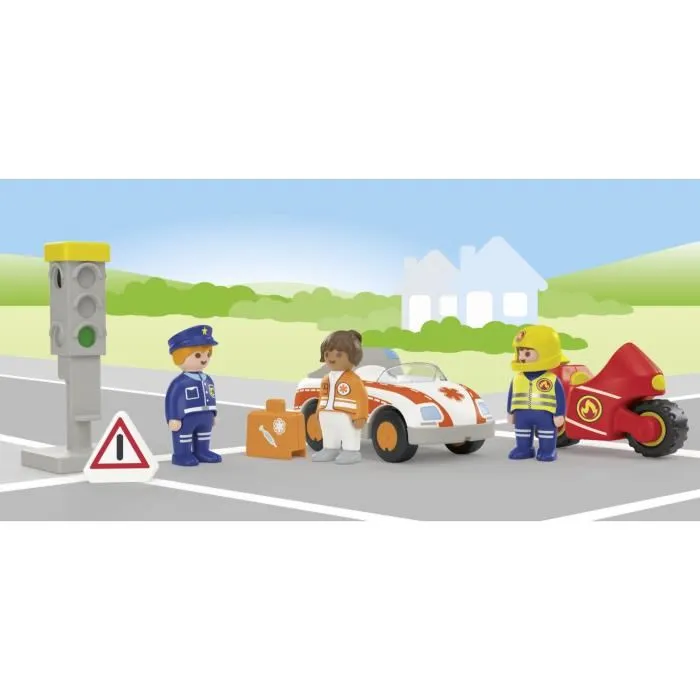 Playmobil 71692 Junior - Héros du quotidien : Pompier, Policier et Médecin - Jeu d'imitation - Dès 12 mois