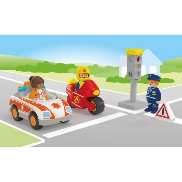 Playmobil 71692 Junior - Héros du quotidien : Pompier, Policier et Médecin - Jeu d'imitation - Dès 12 mois