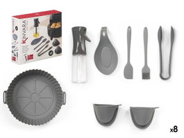 Kinvara Set de 8 ustensiles pour Air Fryer 24x22x6 cm Gris Silicone (Set de 12)