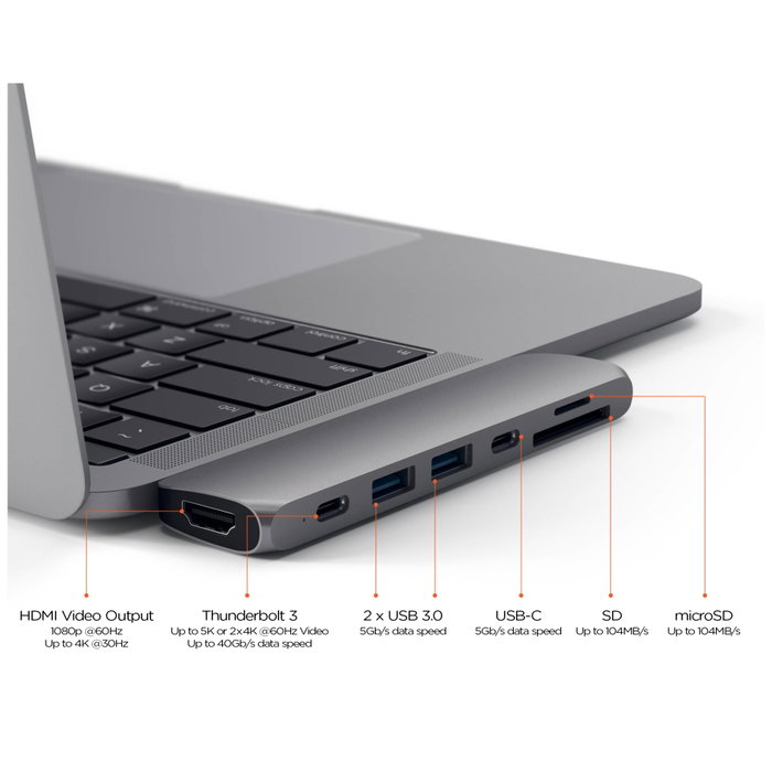 Satechi Type-C Pro Hub 4K HDMI Gris sidéral