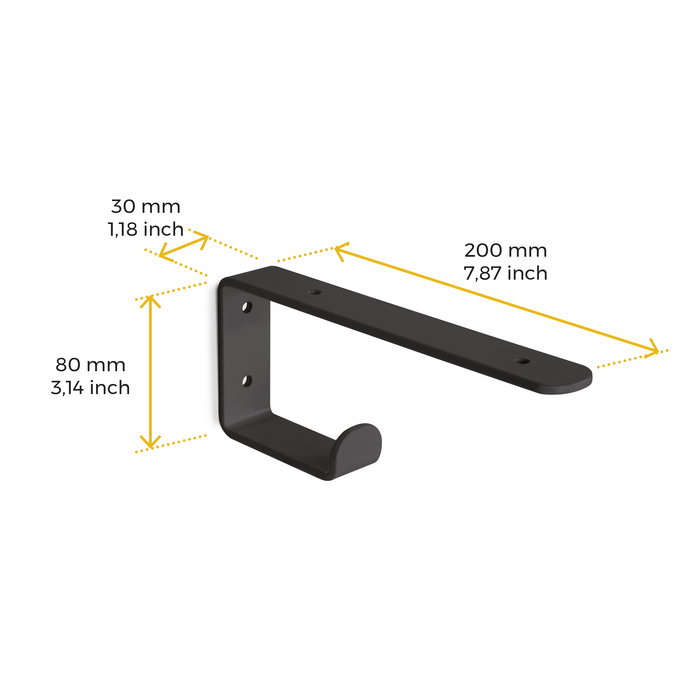 Emuca Jeu de supports pour étagères en bois Shelf avec cintre intégré, Acier, Peint en noir