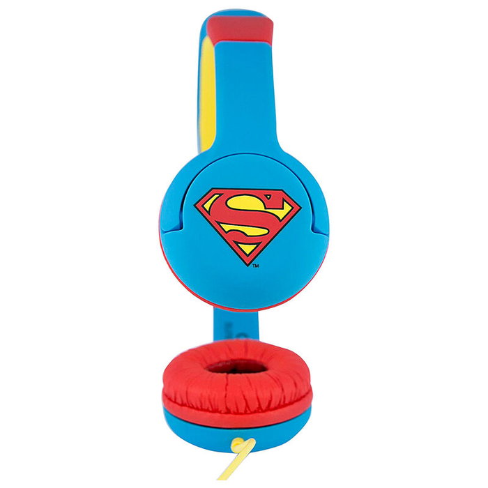 OTL TECHNOLOGIES Casque audio pour enfants DC Comics Superman - Volume limité 85 dB, bouchons souples, diademe ajustable, pour 3 à 7 ans - Connexion Jack 3.5mm