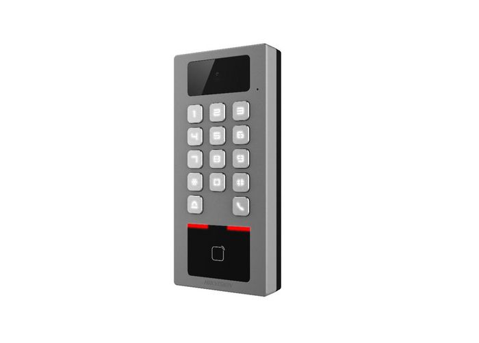 Hikvision DS-K1T502DBWX-C - Station de contrôle d'accès et interphone vidéo avec protection IP65 IK09, Wiegand, RS-485, carte SD 256 Go