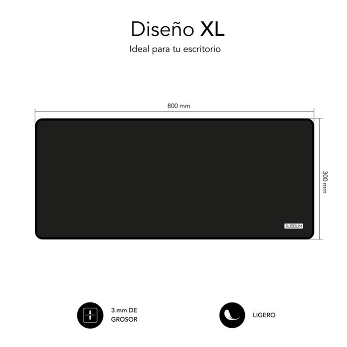 Subblim Harmony Tapis de souris XL 800x300 mm + Souris sans fil Silencieuse 1200 dpi Noir Subblim Harmony Tapis de souris XL 800x300 mm + Souris sans fil Silencieuse 1200 dpi Noir