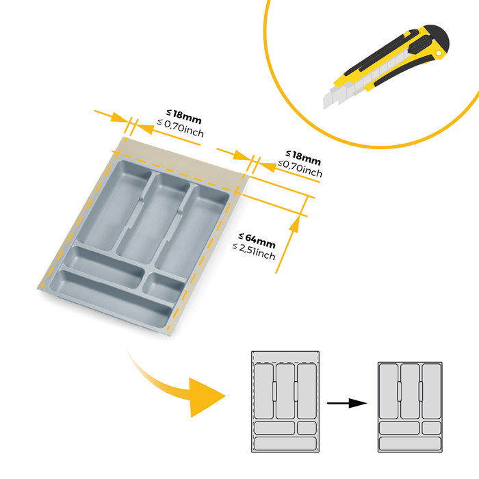 Emuca Range-couverts Optima pour tiroir universel, module 400mm, plastique, gris
