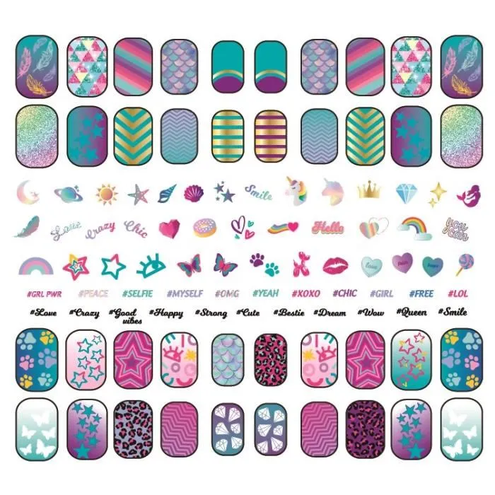 Clementoni Kit Manucure Phosphorescent pour Enfant - 4 Vernis, Faux Ongles, Autocollants Transferts Lumineux - Loisir Créatif dès 7 Ans