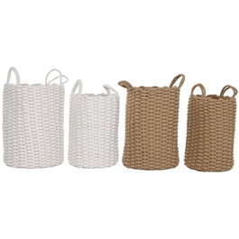 Set de basket Home ESPRIT Blanc Beige Corde 30 x 30 x 43 cm 2 Pièces (2 Unités)