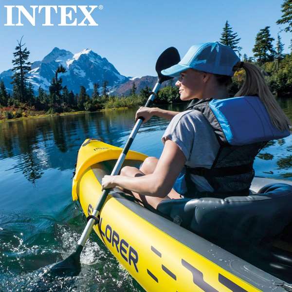 Intex Kayak Explorer K2 pour 2 personnes, gonflable avec pagaies en aluminium et pompe, dimensions 312 x 91 x 51 cm