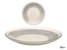 Vessia Assiette Plate Patinée Gris 26 cm - Porcelaine (Set de 24)