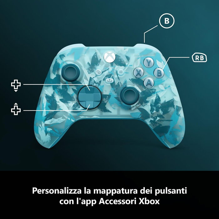 Microsoft Gaming - Manette sans fil Xbox - Édition spéciale Ice Breaker Bleu - Rétroéclairage bleu glacé - Croix directionnelle hybride - Bluetooth - Personnalisation des boutons