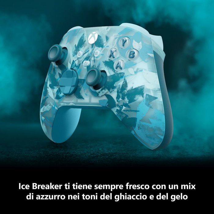 Microsoft Gaming - Manette sans fil Xbox - Édition spéciale Ice Breaker Bleu - Rétroéclairage bleu glacé - Croix directionnelle hybride - Bluetooth - Personnalisation des boutons