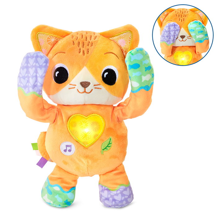 VTech Peluche Musicale Chat Jouet Interactif Cucu-Trâs avec 3 Boutons (Lumières, Musique, Sons Nature) 80-567422 - Pour Enfants +12 Mois