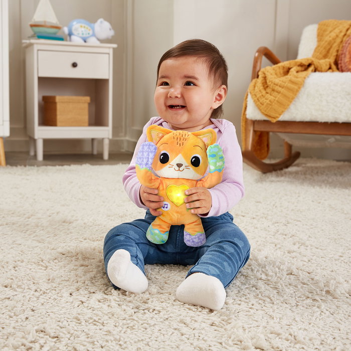 VTech Peluche Musicale Chat Jouet Interactif Cucu-Trâs avec 3 Boutons (Lumières, Musique, Sons Nature) 80-567422 - Pour Enfants +12 Mois