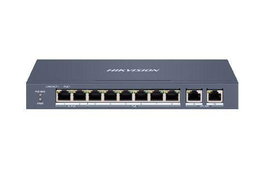 Hikvision - Commutateur PoE Smart Managed 8 ports Fast Ethernet + 2 Gigabit, 120W, 802.3af/at/bt, Topologie Visualisée