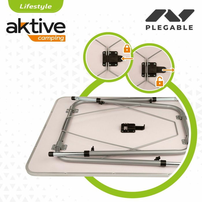 Table Aktive 80 x 60 cm Blanc Pliable De Camping