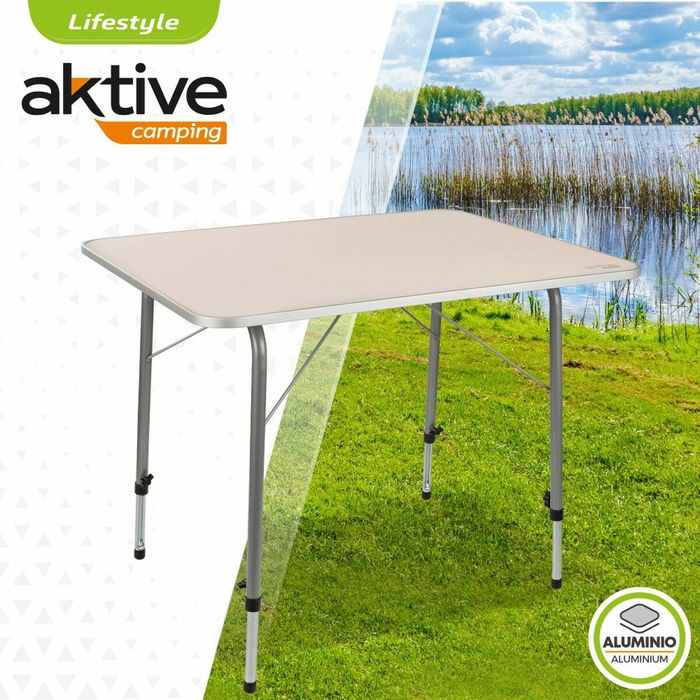 Table Aktive 80 x 60 cm Blanc Pliable De Camping