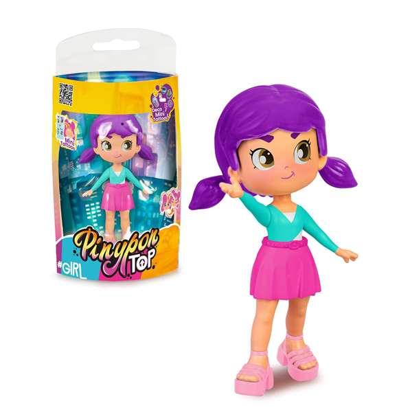 Famosa Figura Pinypon Top Girls - Poupee a Double Visage avec Tatouages 11 cm - Assortiment