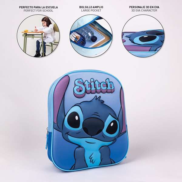 Cerdá Mochila Enfant 3D Stitch (25x31x10 cm) - Sac À Dos Bleu, Dès 3 Ans Cerdá Mochila Enfant 3D Stitch (25x31x10 cm) - Sac À Dos Bleu, Dès 3 Ans
