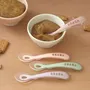 BEABA Lot de 4 Cuillères d'Apprentissage en Silicone 2e Âge - Barbe à Papa / Guimauve / Vert de Gris / Lilas - Ergonomiques pour Bébé