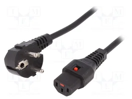 IEC LOCK Câble d'alimentation H05VV-F CEE 7/7 mâle angulaire et IEC C13 femelle 1m