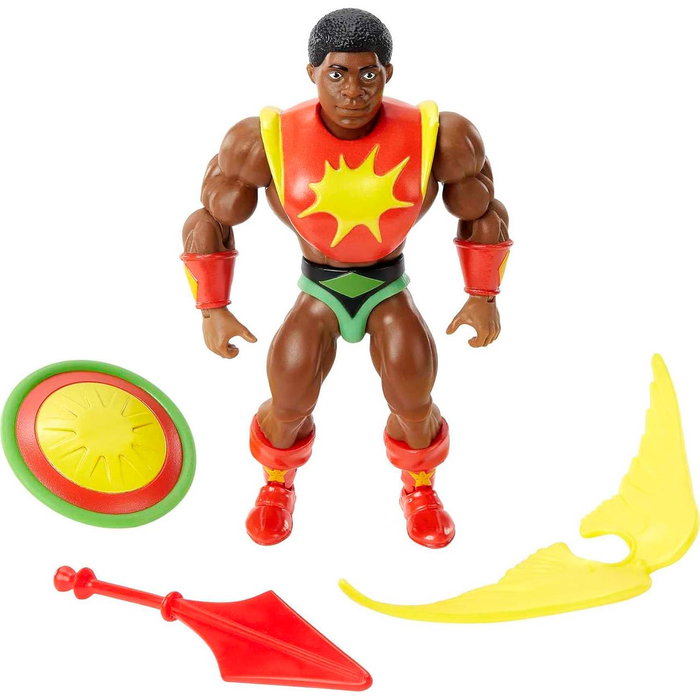 Mattel Masters Of The Universe Figurine Sun-Man Articulée avec Minicomic 16 Points d'Articulation - Emballage Style Classique