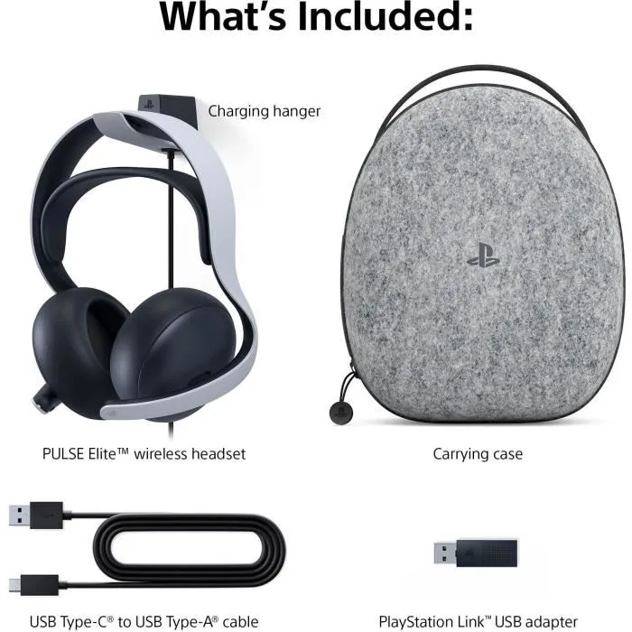 Sony PULSE Elite - Casque-micro sans fil Bluetooth pour PlayStation 5 PS5 - Blanc - Audio immersif et réaliste pour le jeu