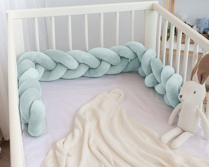 KioKids Trenze Décorative Bleue pour Lit Bébé, Protection de Cuna, 0+ Mois, Polyester & Spandex
