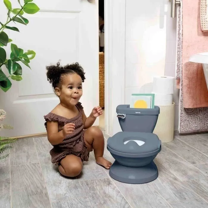 Ingenuity Summer My Size Potty Pro - Pot enfant d'apprentissage de la propreté avec réducteur, chasse d'eau musicale et rangement lingette intégré - Bleu