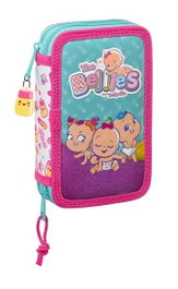 Safta Plumier Double Poche 28 Pièces The Bellies 12,5x19,5x4 cm pour 3 Ans, Polyester, Blanc, Turquoise, Mauve