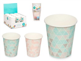 Arte Regal Set 12 Verres Papier 240 ml Motif Losanges Assortis 7.4 x 14.5 x 7.4 cm (Set de 24)