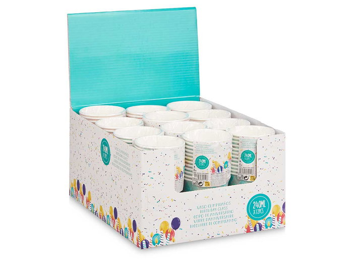 Arte Regal Set 12 Verres Papier 240 ml Motif Losanges Assortis 7.4 x 14.5 x 7.4 cm (Set de 24)