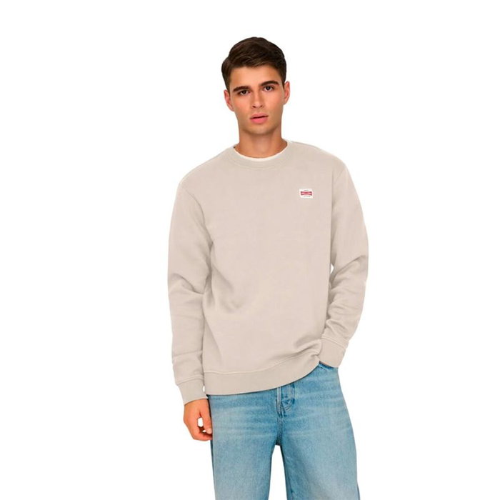 Sweat sans capuche homme Only & Sons Onsdawson Reg Crew Vd Blanc M