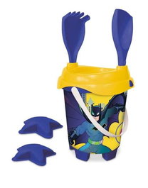 Unice Seau Château de Sable Batman 18 cm avec Tamis, Pelle, Râteau et Moules - Jouet de Plage Enfant