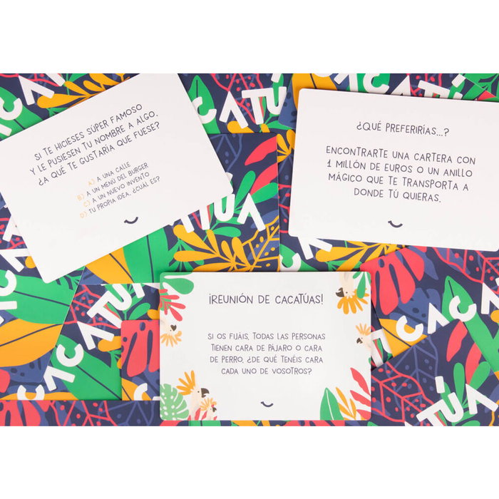 HELLOFUN! Cacatúa - Jeu de cartes avec 101 questions en espagnol - À partir de 2 ans et pour 2 joueurs