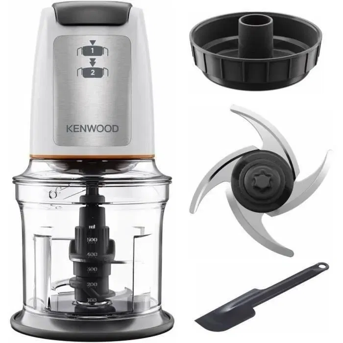 Kenwood CHP61.100WH Mini-hachoir 500 W - 0.8 L - 4 lames en acier inoxydable - Blanc - Découvrez EASY CHOP pour vos préparations culinaires Kenwood CHP61.100WH Mini-hachoir 500 W - 0.8 L - 4 lames en acier inoxydable - Blanc - Découvrez EASY CHOP pour vos préparations culinaires